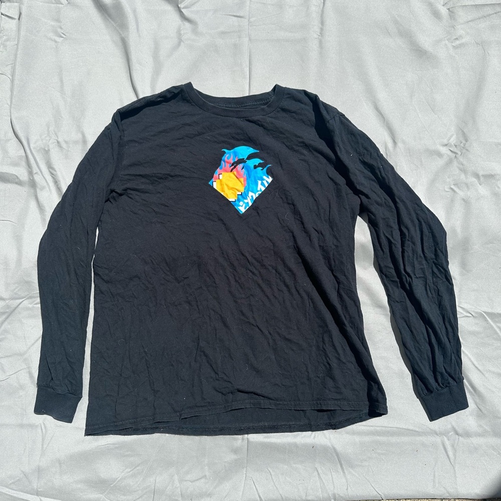 Pink Dolphin Black Long Sleeve Shirt with Colorful Graphic